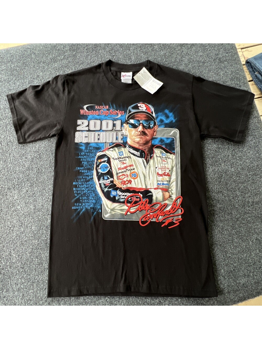 VTG Dale Earnhardt #3 2001 Schedule 3D Signature Tee Chase Authentics NOS Size M